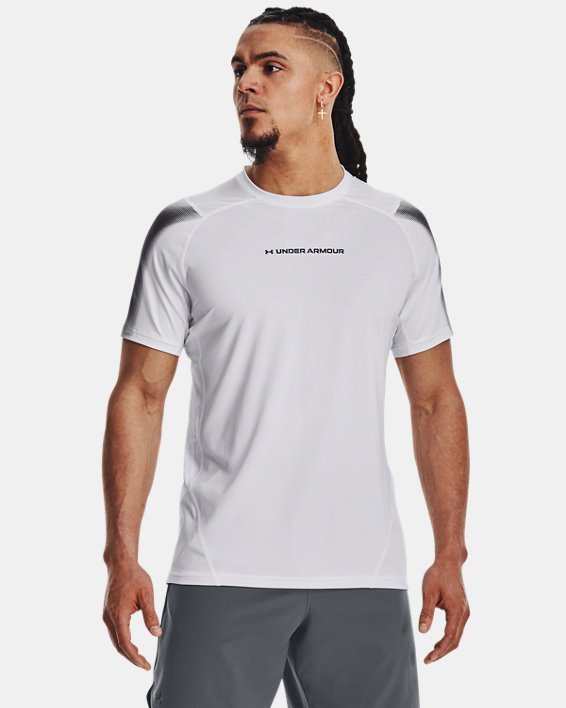Men's HeatGear® Fitted Short Sleeve in White image number 0